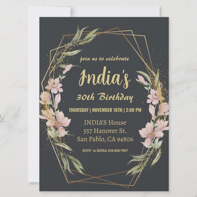 Invitación Magnolia 30 cumpleaños (Anverso)