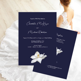 Invitación Magnolia blanca elegante floral sobre Boda de la M