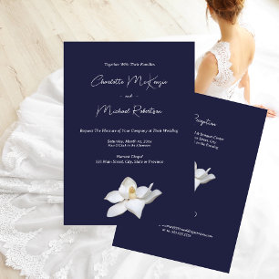 Invitación Magnolia blanca elegante floral sobre Boda de la M