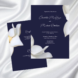 Invitación Magnolia blanca elegante floral sobre Boda de la M
