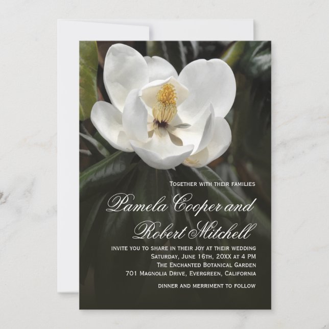 Invitación Magnolia blanca floral moderna (Anverso)
