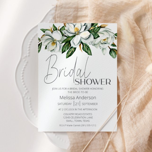 Invitación Magnolia blanca Floral Rusal Bridal Shower (Subido por el creador)