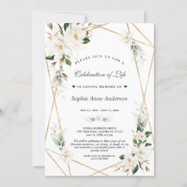 Invitación Magnolia Blanca Flores Celebración De La Vida De O