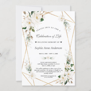 Invitación Magnolia Blanca Flores Celebración De La Vida De O