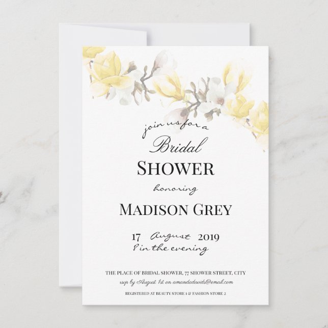 Invitación Magnolia Blossom Bridal Shower (Anverso)