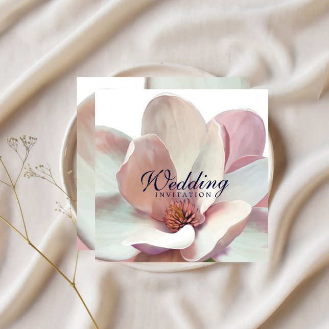 Invitación Magnolia Boda rosa y blanco (Magnolia Pink and White Wedding Invitation)