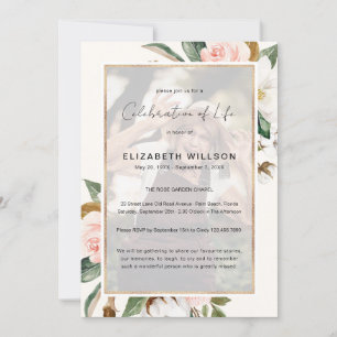 Invitación Magnolia Celebración Floral de la Vida Funeral Fot