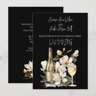 Invitación Magnolia Champagne y Glasses White Text