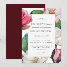 Invitación Magnolia Colorida Florencia Elegante Boda Floral