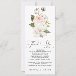 Invitación Magnolia Cotton Boda Menú y gracias doble