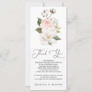 Invitación Magnolia Cotton Boda Menú y gracias doble