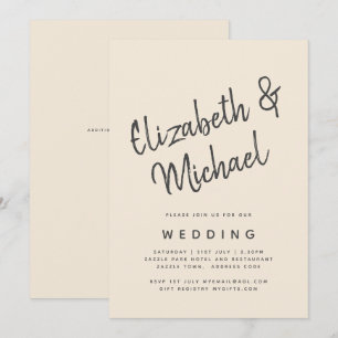 Invitación Magnolia Cream Tipografía Boda moderna
