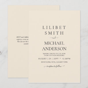 Invitación Magnolia Cream Tipografía Boda moderna