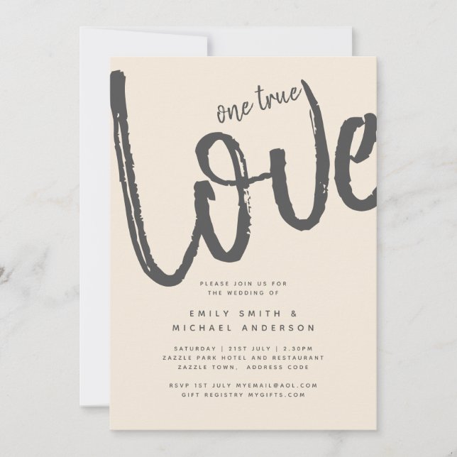 Invitación Magnolia Cream Tipografía Boda moderna (Anverso)