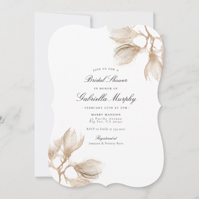 Invitación Magnolia de oro elegante ducha de novia