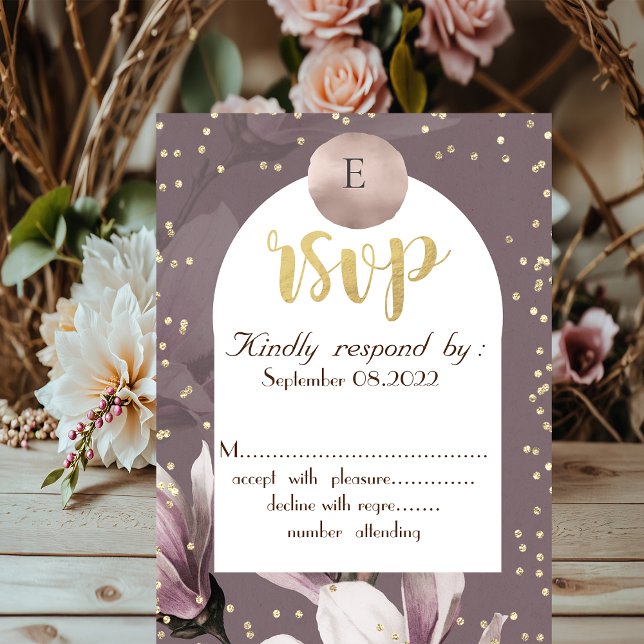 Invitación Magnolia Diamonds Monograma RSVP  (Subido por el creador)