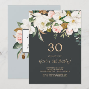 Invitación Magnolia elegante   30 Aniversario de los blancos 