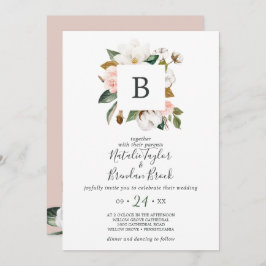Invitación Magnolia Elegante Blanco Y Rubor Todo En Un Boda