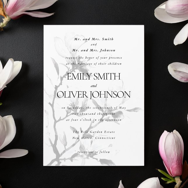 Invitación Magnolia Elegante Boda Clásico Alojamiento de padr (Subido por el creador)