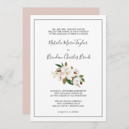 Invitación Magnolia elegante | Boda formal blanco y Rubor