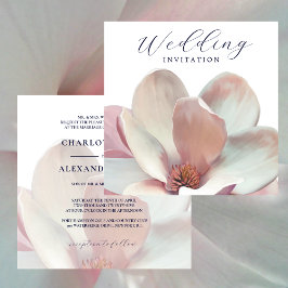 Invitación Magnolia elegante Boda rosa y blanco