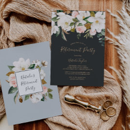 Invitación Magnolia elegante | Fiesta de Jubilación de Blanco