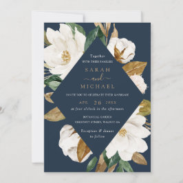 Invitación Magnolia Elegante floral Boda de la Marina Beige