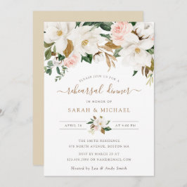 Invitación Magnolia Elegante Floral Ensayo Neutral Rubor
