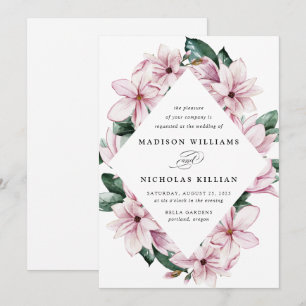 Invitación Magnolia & Eucalipto Marco Floral de Boda