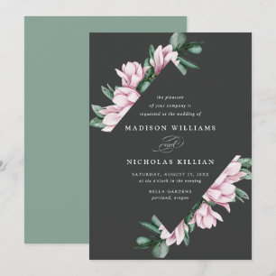 Invitación Magnolia & Eucalipto Marco Floral de Boda