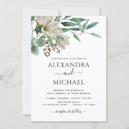 Invitación Magnolia Eucalyptus Foto Boda Elegante