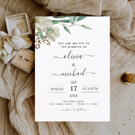 Invitación Magnolia Eucalyptus Greenery Boda