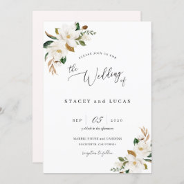 Invitación Magnolia Floral Acuarela