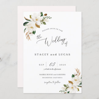 Invitación Magnolia Floral Acuarela