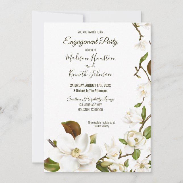Invitación Magnolia Floral Couples Shower (Anverso)