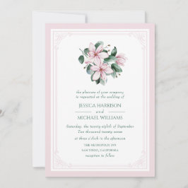 Invitación Magnolia floral elegante Boda formal rosa