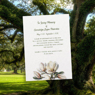 Invitación Magnolia Floral Memorial Funeral Funeral Service C