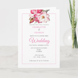 Invitación Magnolia floral rosada elegante matrimonio