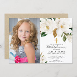 Invitación Magnolia floral rusa primera comunión