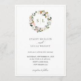Invitación Magnolia Floral Wreath