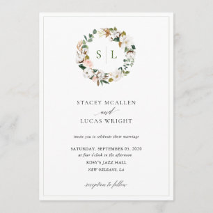 Invitación Magnolia Floral Wreath
