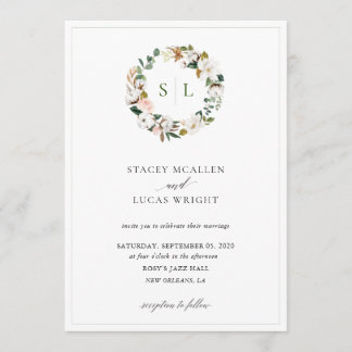 Invitación Magnolia Floral Wreath