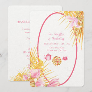 Invitación Magnolia Frame Nuestra Hija Está Graduando Linen I