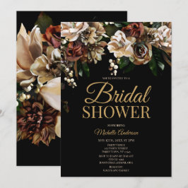 Invitación Magnolia Gold y la ducha nupcial floral negra