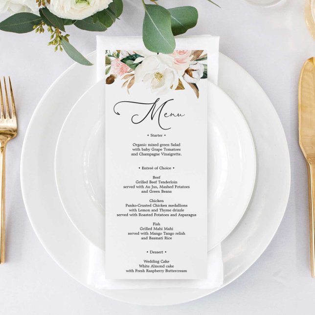 Invitación Magnolia Menú Boda Cotton o Bridal Shower Menú (Subido por el creador)