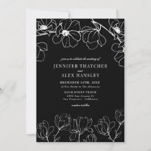 Invitación Magnolia Moderno y elegante Boda floral simple