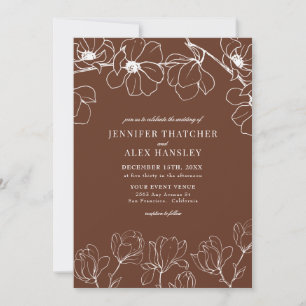 Invitación Magnolia   Moderno y elegante Boda floral simple