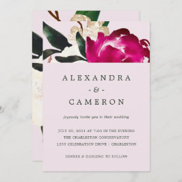 Invitación Magnolia pintada en Rubor Pink | BODA