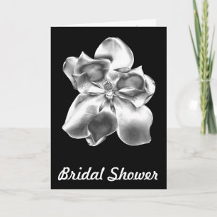 Invitación Magnolia plateada metálica flor en ducha de novia