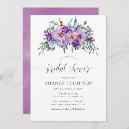 Invitación Magnolia púrpura y Rosas acuarela Ducha de novias